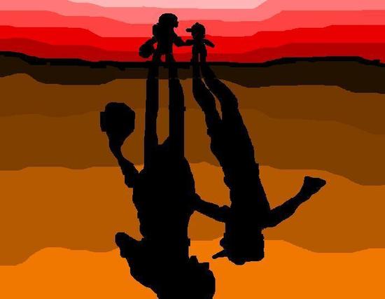 お母さんと僕と夕焼け.jpg